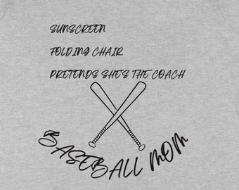 MOM BASEBALL ~ Maman BASEBALL ~ Maman sportive ~ T-shirt à col en V ~ Chemise de baseball ~ 100 % coton