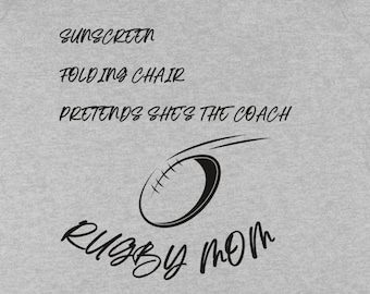 RUGBY MOM ~ RUGBY mama ~ Maman sport ~ T-Shirt Col V ~ Chemise Rugby ~ 100% Coton
