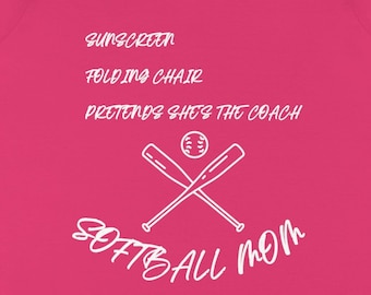 SOFTBALL MOM ~ SOFTBALL mama ~ Maman sport ~ T-shirt col en V ~ Chemise softball ~ 100% coton