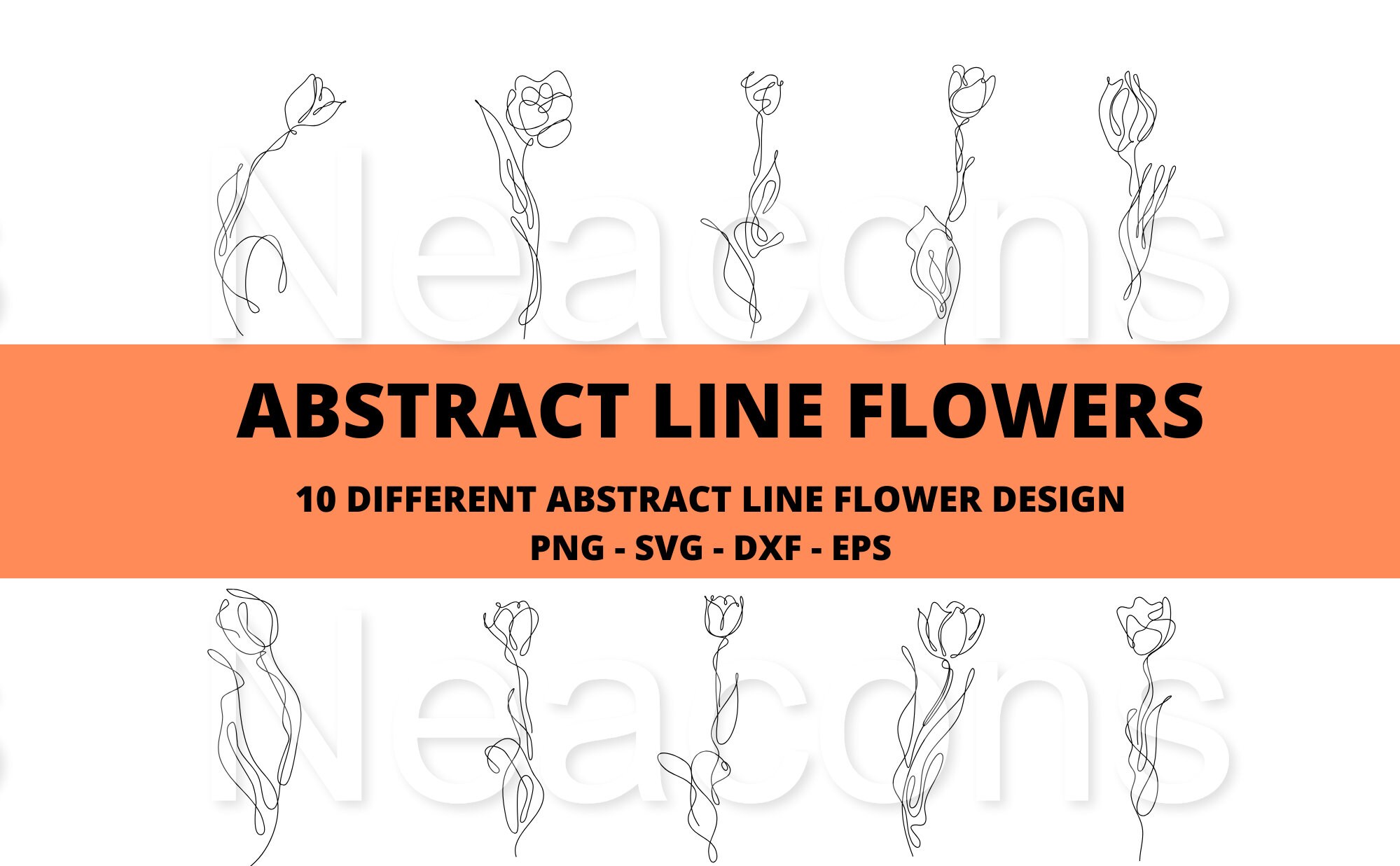 Abstract line flower design 10 different line flower vector art svg dxf eps png