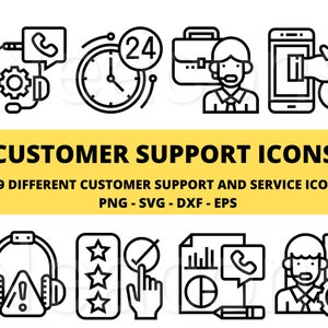 Customer support service icons high quality vector designs svg png dxf eps art