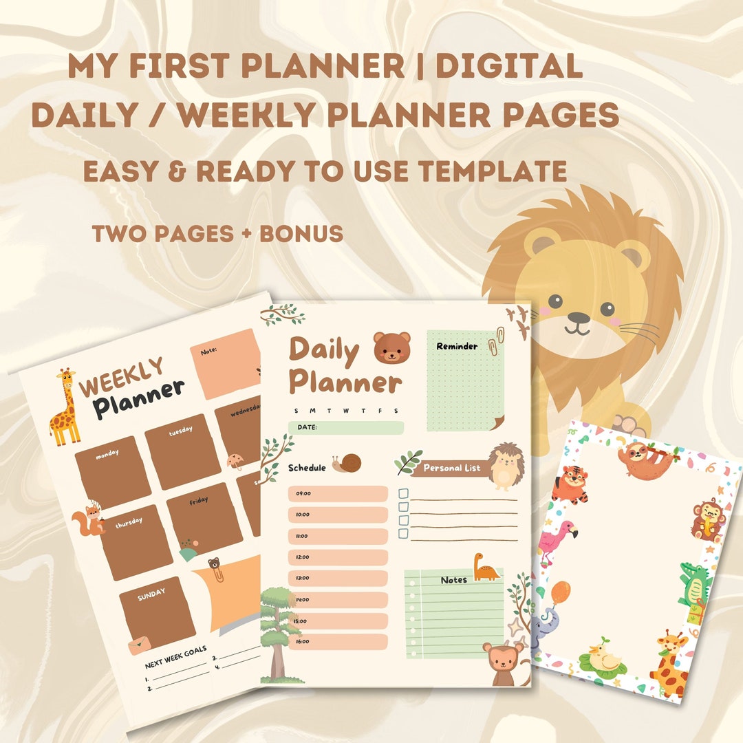 Printable Cute Forest Animal Daily & Weekly Planner – Undated PDF for ...