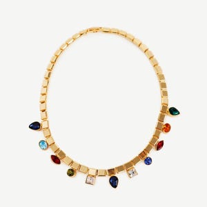 Multicolor Gemstone Choker Necklace | Gold-Plated Statement Jewelry | Gift for Her