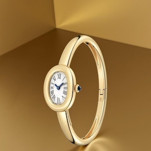 Orologio da polso di lusso in oro da donna / Numeri romani / Orologio da polso di ispirazione vintage / Regalo minimalista per lei / Orologio da polso elegante