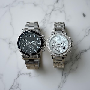 Limited Stock Luxury Couple Watches | Matching His & Hers Chronograph Set | Anniversary, Wedding, Valentine’s Day Gift
