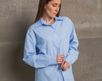 Blue Oversized Cotton Shirt