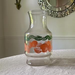 VINTAGE 1970s Anchor Hocking Orange Juice Carafe 9” Tall Retro Home Decor