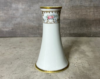 VINTAGE Nippon Porzellan Hutstifthalter 12,5 cm Handbemalter Blumenmotiv Antiker Kerzenhalter Coquette Raumdekor Knospe Vase