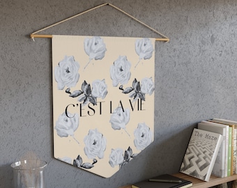 C'est La Vie Neutral Cozy Home Decor Dorm Room Pennant