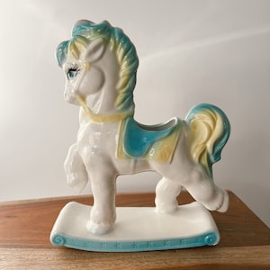 VINTAGE Ceramic Rocking Horse Planter Coquette Room Decor Whimsical Horse Girl Gift for Plant Lover