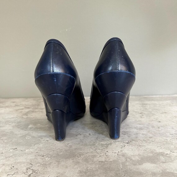 VINTAGE Navy Miu Miu Leather Wedge Size EU 39 Des… - image 9