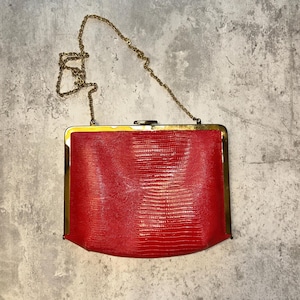 VINTAGE 1960s Etro Retro Genuine Leather Red Evening Handbag