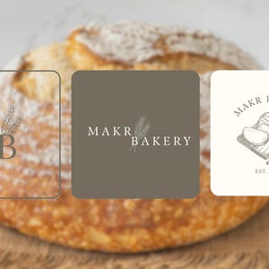 Logotypdesign för hembakelse, företagspaket, visitkort för bagare, QR-kod, logotypkit för varumärkesbyggande, anpassningsbar förgjord logotyp, Canva-mall