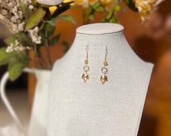 Maple Leaf Earrings, Gold Maple Leaf, Autumn Maple Earrings