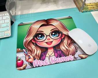 Teacher Mousepad, Teacher Appreciation Gifts, Customized Mousepad, Chibi Teacher