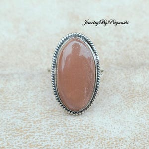Handmade Sunrise Sunstone Ring: 925 Sterling Silver Gemstone Jewelry