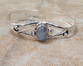 Moonstone Bangle, 925 Sterling Silver Bangle, Gift Bangle, Handmade Bangle, Beautiful Bangle, Christmas Gift, Gemstone Bangle, Gift For Her