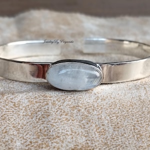 Moonstone Bangle, 925 Sterling Silver Bangle, Gift Bangle, Handmade Bangle, Beautiful Bangle, Moonstone Bracelet, Gemstone Bangle,