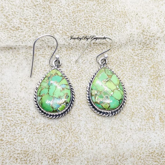 Orecchini in turchese blu: orecchini pendenti in argento sterling - Italia