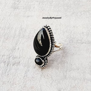 Black Onyx Sterling Silver Ring: Handmade Gemstone Jewelry