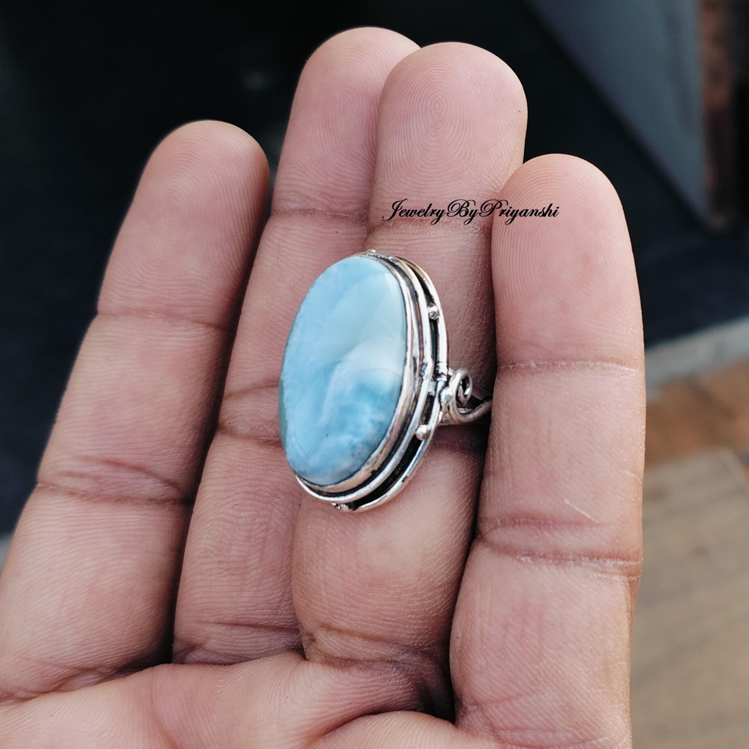 Anello in argento sterling Larimar, Dominicana 6ct