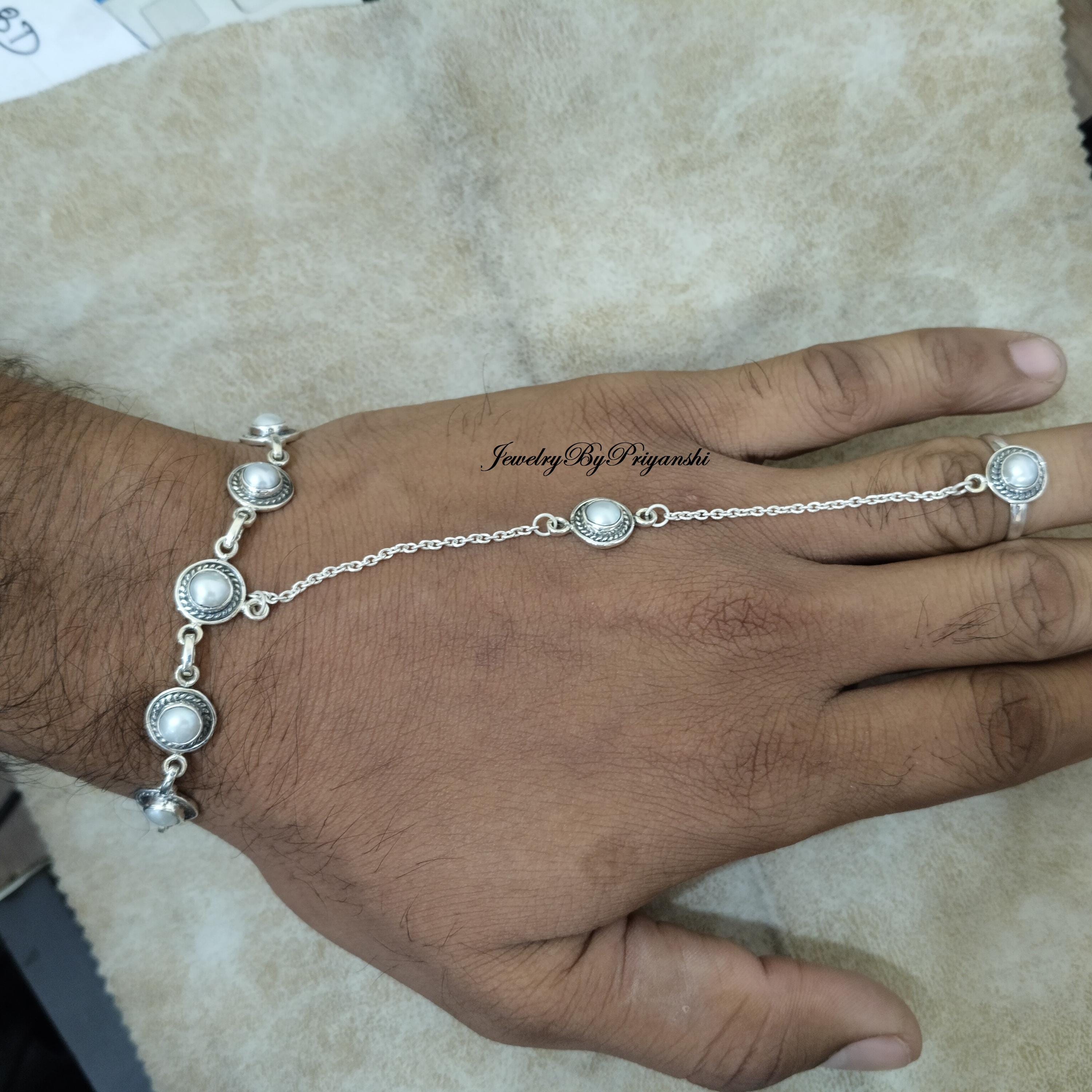 Pearl Sterling Silver Slave Bracelet Ring, Handmade Jewelry - Etsy
