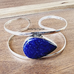 Handmade Lapis Lazuli .925 Sterling Silver Bangle