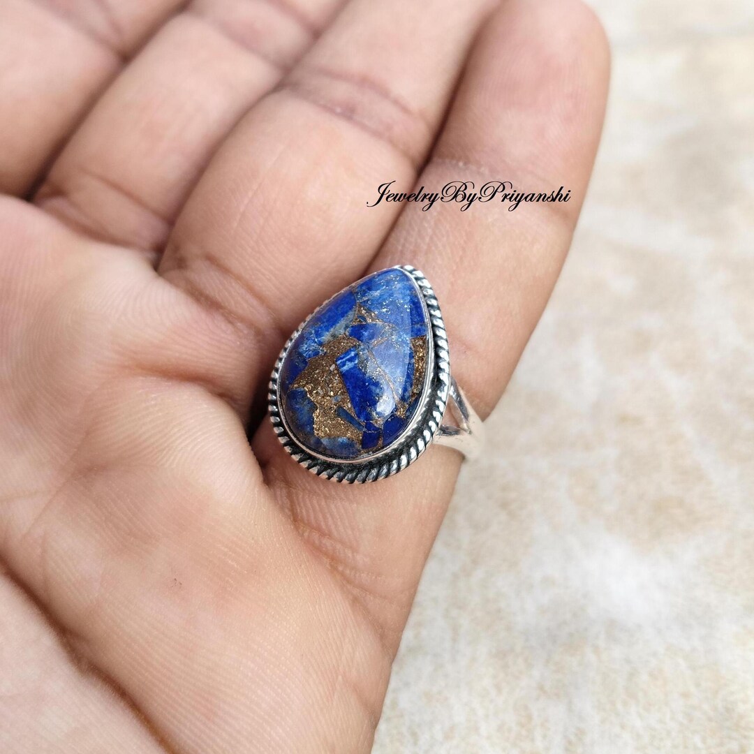 手作りのペアラピスラズリリング：925スターリングシルバー - Etsy 日本