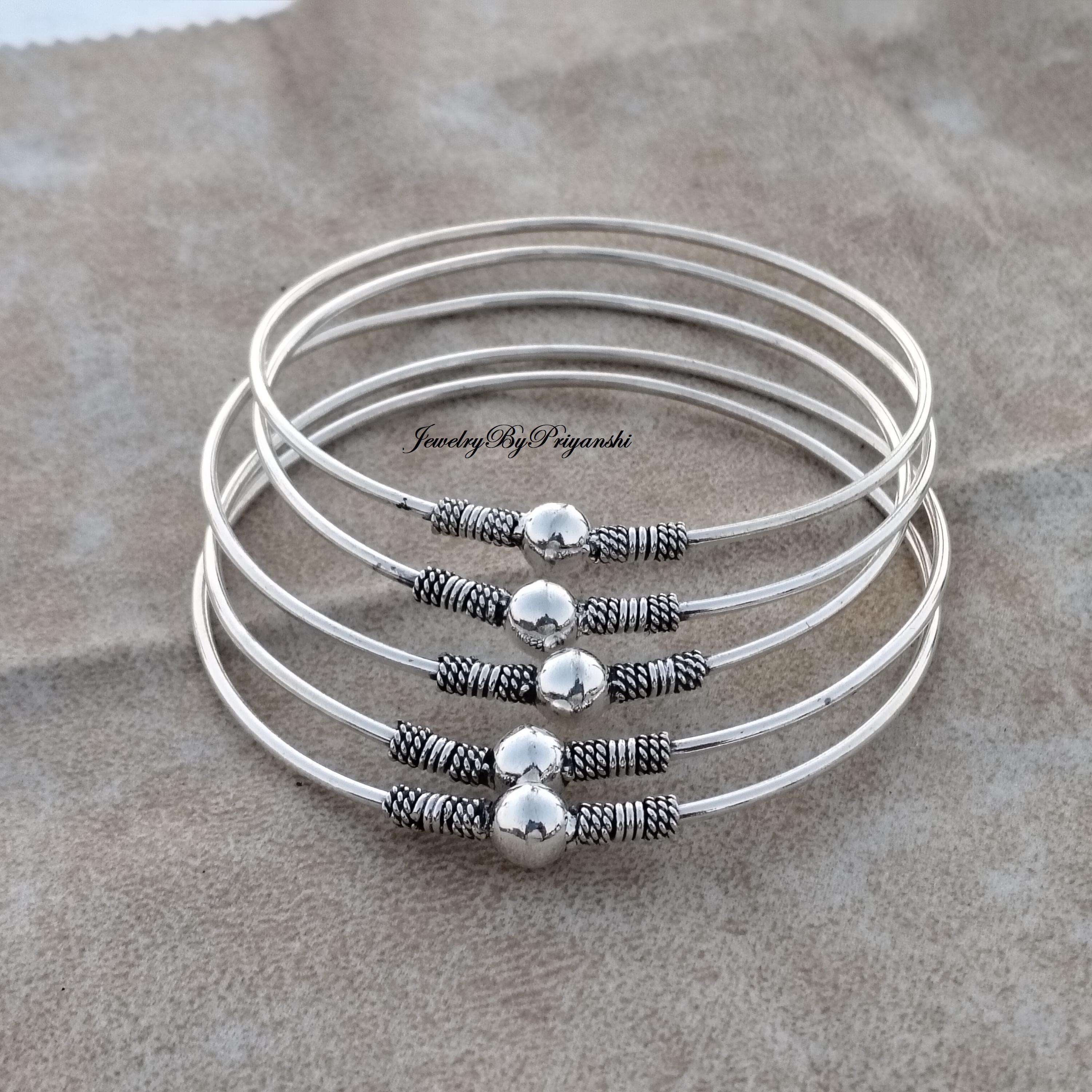 Handmade Sterling Silver Bangle Set: Statement Jewelry Gift - Etsy