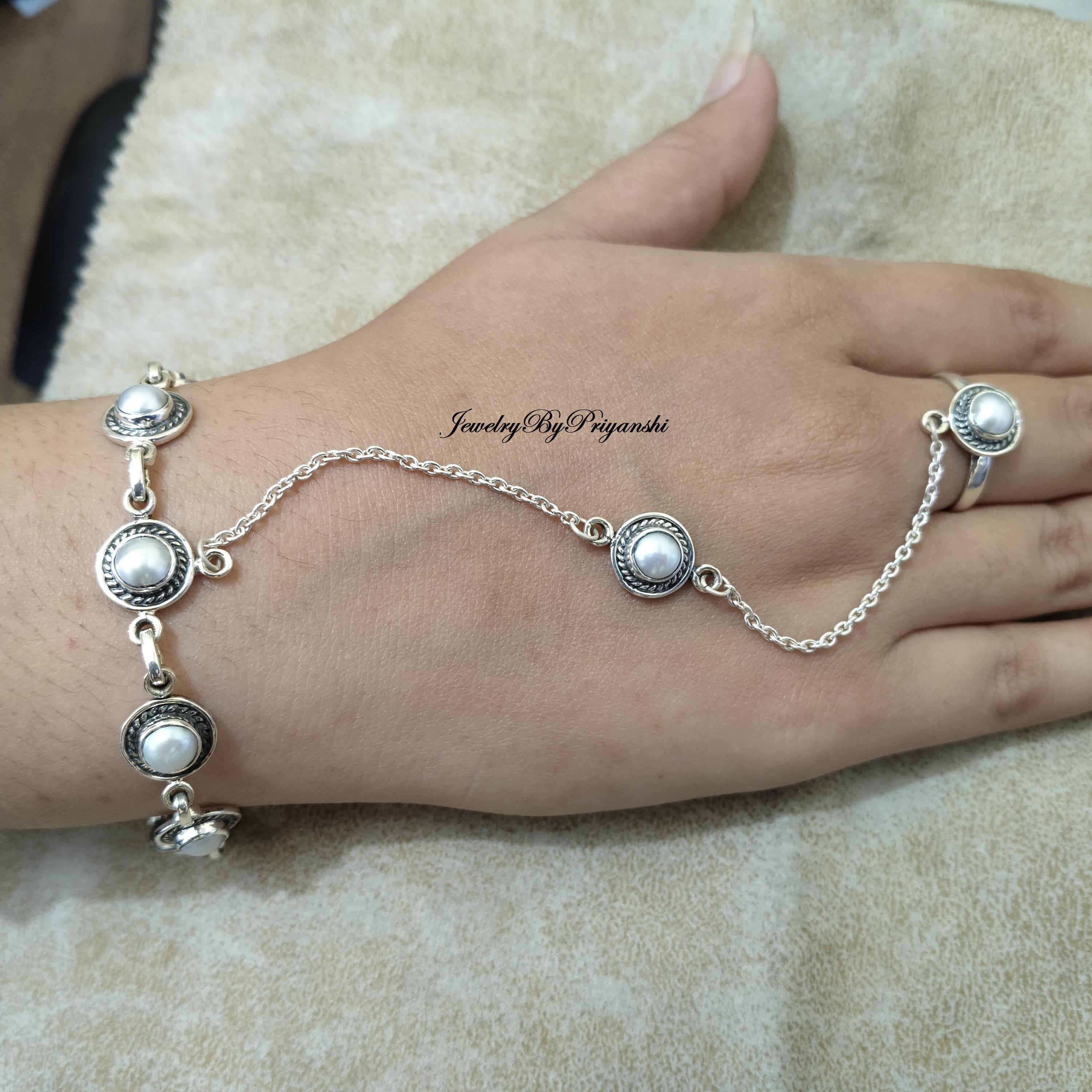 Pearl Sterling Silver Slave Bracelet Ring, Handmade Jewelry - Etsy