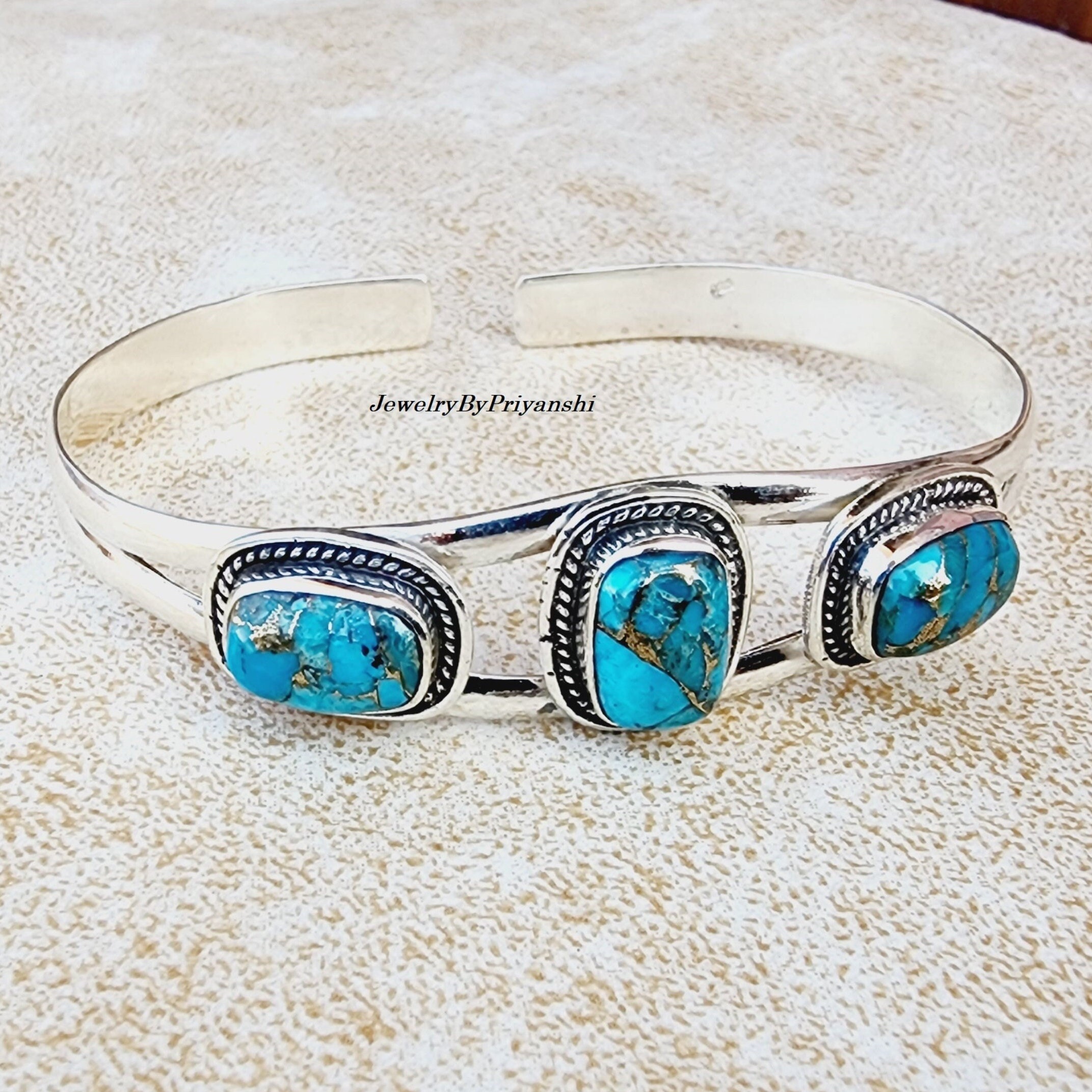 SILVER925 TURQUOISE BANGLE/シルバー/バングル Handmade Blue Copper Turquoise Sterling Silver Bangle - Etsy