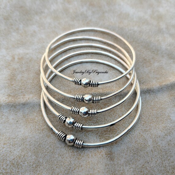 Silver Bangle, 925 Sterling Silver Bangle, 5 Set of Silver