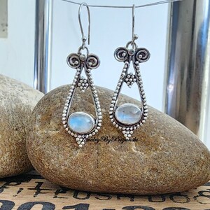 Handmade Moonstone 925 Sterling Silver Dangle Earrings
