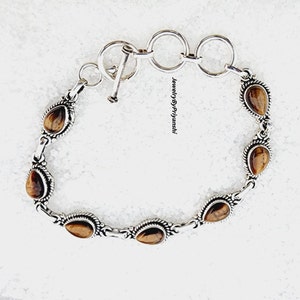 Natural Tiger eye Bracelet, 925 Sterling Silver, Handmade Bracelet, Women Bracelet, Party Wear Bracelet, Gemstone Bracelet, Lovely Bracelet.