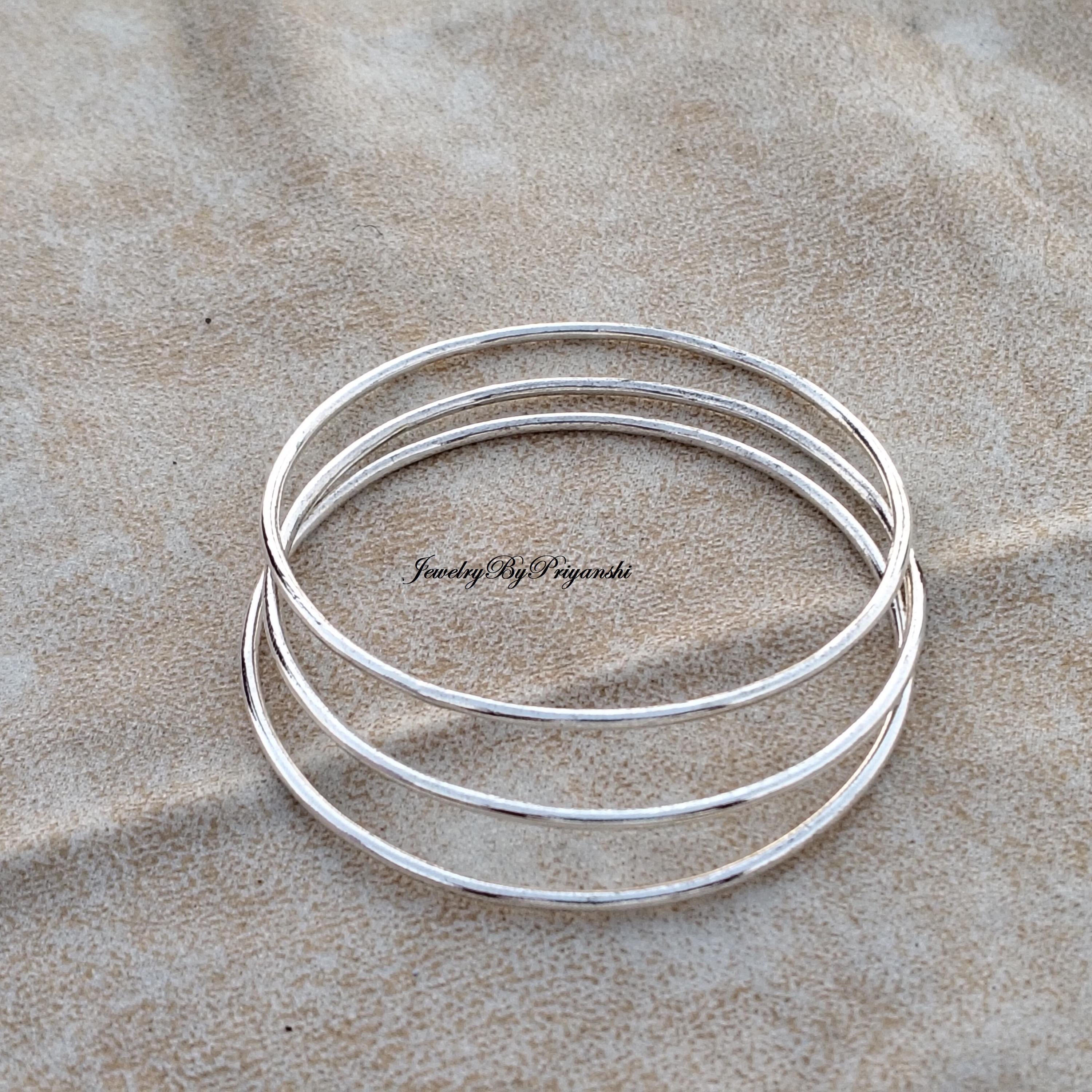 5 Set Silver Bangle, Solid 925 Sterling Silver Bangle, Boho