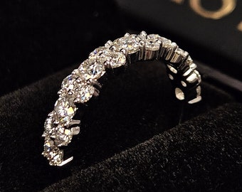 14k Gold Women Diamond Wedding Band, Lab Grown Diamond Stacking Ring, Unieke Gouden Trouwring, Volledige Eeuwigheid Band