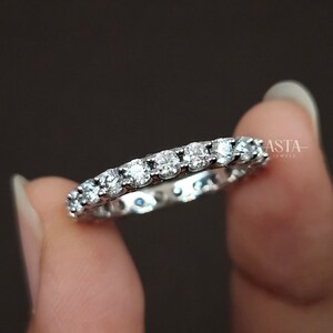 Runde Labor gewachsene Diamant Band, 14K Massivgold voller Ewigkeit Ehering, minimalistische stapelbare Band, Eternity Ring