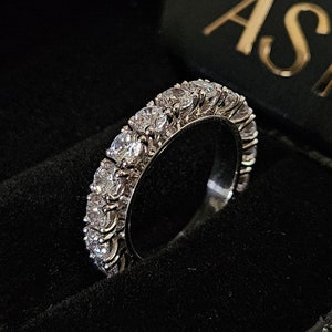 Lab Grown Diamond Round Wedding Band, 14K Solid Gold Eternity Band, Stackable Full Eternity Ring, White Gold Promise Ring