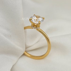Dainty Solitaire Engagement Ring, 0.80 CT Round Cut Lab Grown Diamond Ring, CVD Round Diamond Ring, 14k solid gold minimalist Ring