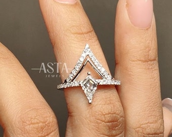 0.65 Ct Lab Grown Kite Cut Diamond Stackable Ring, 14K Solid Gold Wedding Ring, Personalized Bridal Ring Customized Jewelry