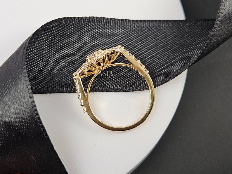 Vintage Bridal Ring Set, Marquise Lab Grown Diamond Stacking Wedding Set, Solid Gold Bridal Jewelry image 8