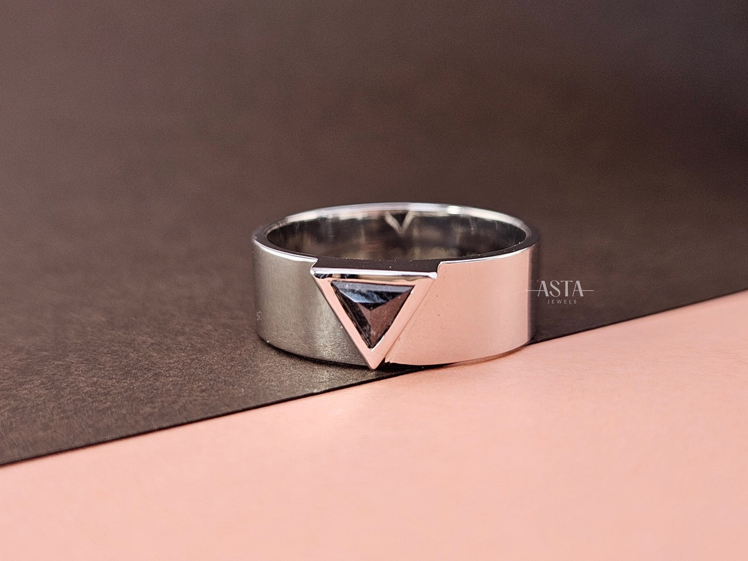 Lab Grown Salt and Pepper Diamond Mens Wedding Band 14K Gold Etsy