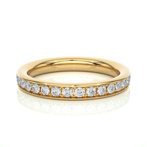 Half Eternity Diamond Ring, Handmade Wedding Band for Women, 14k Solid Gold Stackable Band Jewelry Gift for Her