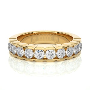 14k Gold Stacking Ring for Women, Half Eternity Diamond Band, Lab Grown Diamond Wedding Band for Women