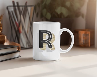 Personalized Initial Mug: Pick a Letter / Alphabet Letter Personalized Mug, Tea Mug, Custom Initial Mug, Retro Mug, Name initial Coffee Mug
