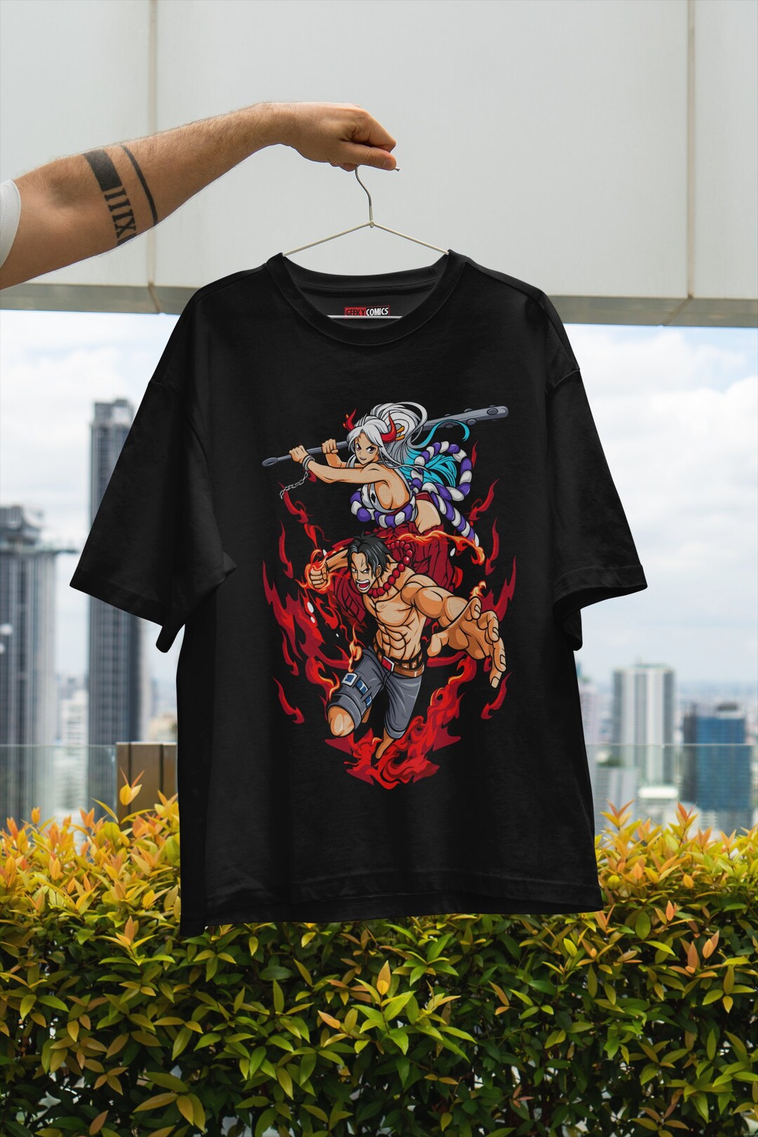 Anime Tshirt Anime Inspired Fire Warrior Graphic Tshirt, Unisex Manga