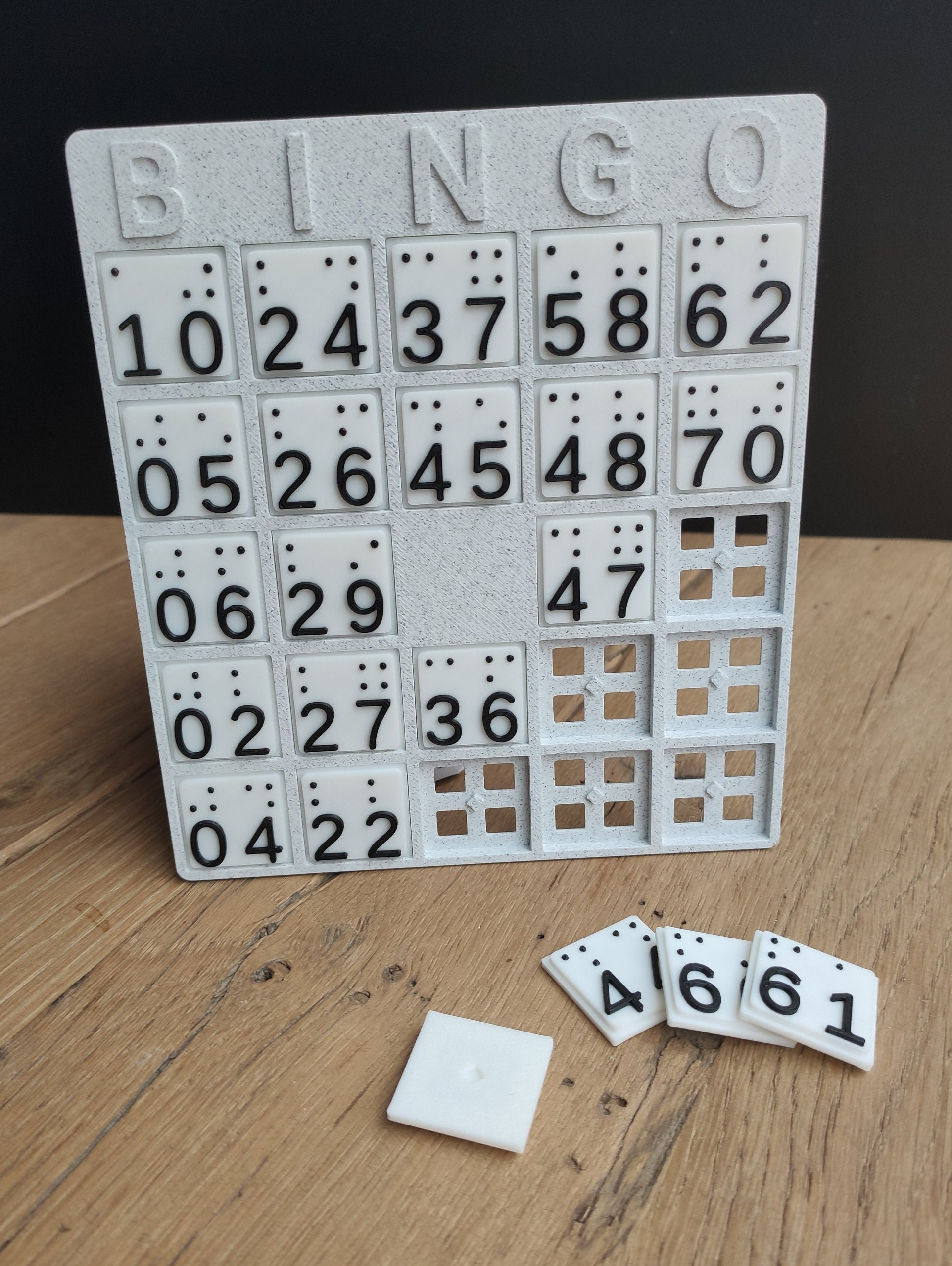 Braille Bingo Card 5x5 3D Printed Tactile Modular Design Enhanced