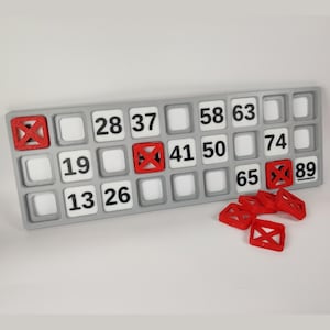 Braille 90 Ball Bingo Karte/Los 3x9 3D gedruckt | Taktiler Baukasten | Sehbehinderung | Barrierefreier Familien Spieleabend