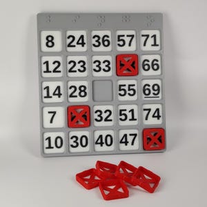 Braillebingokaart 5 x 5 3D-geprint | Voelbaar modulair ontwerp | Verbeterde ervaring voor slechtzienden | Toegankelijke spelletjesavond voor het hele gezin