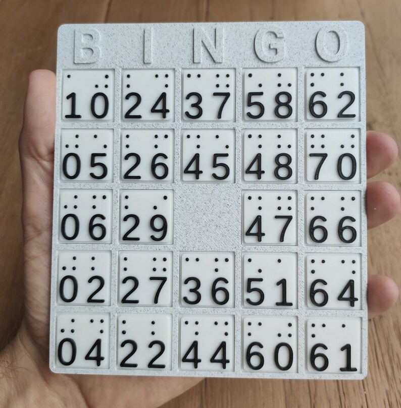 Braille Bingo Card 5x5 3D Printed Tactile Modular Design Enhanced